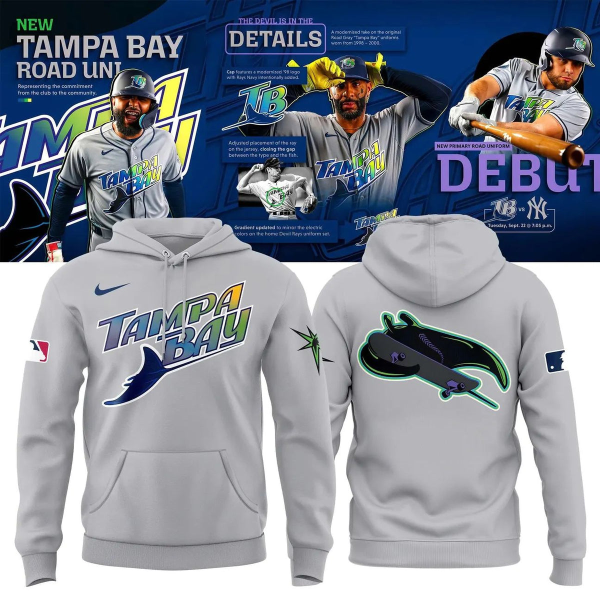 Unisex Gray Tampa Bay Rays 2026 MLB Road Limited Hoodie