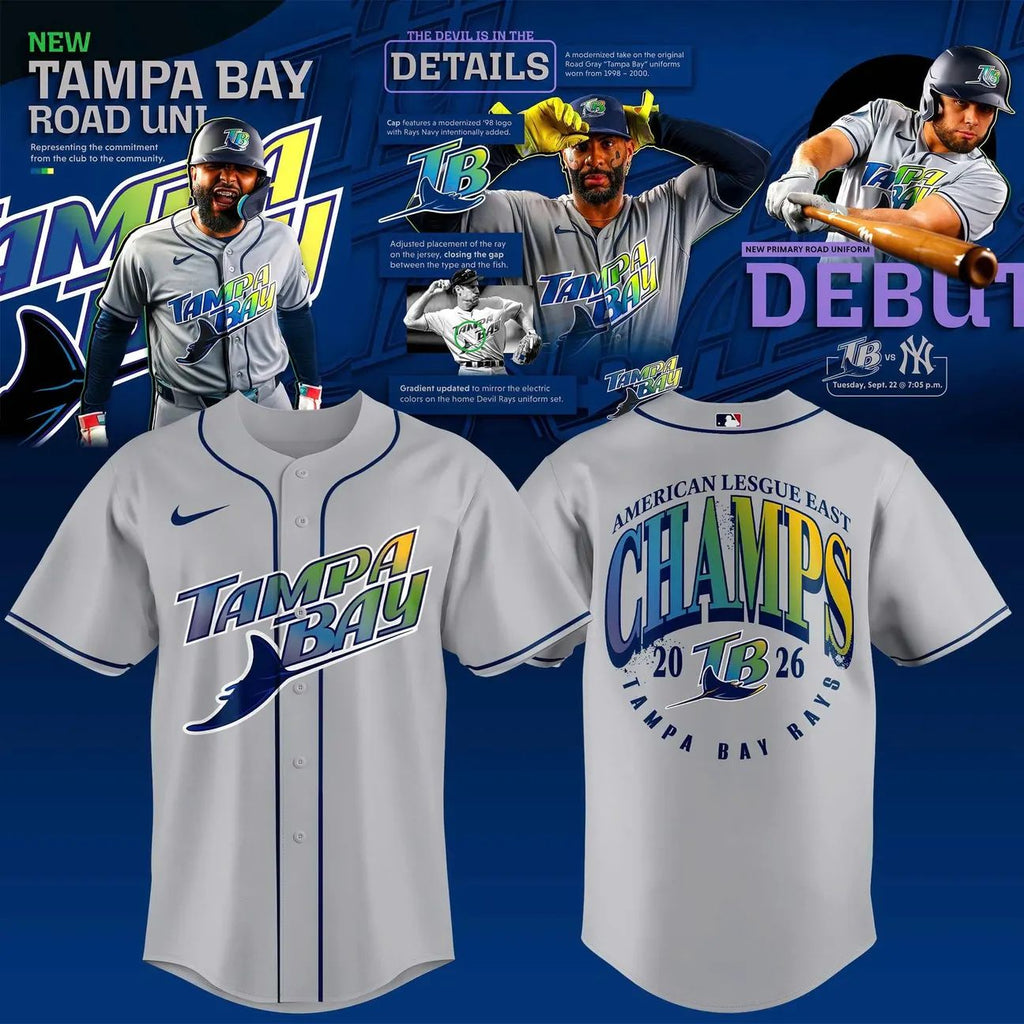 Unisex Gray Tampa Bay Rays 2026 MLB 2026 AL East Division Champions Road Uniform