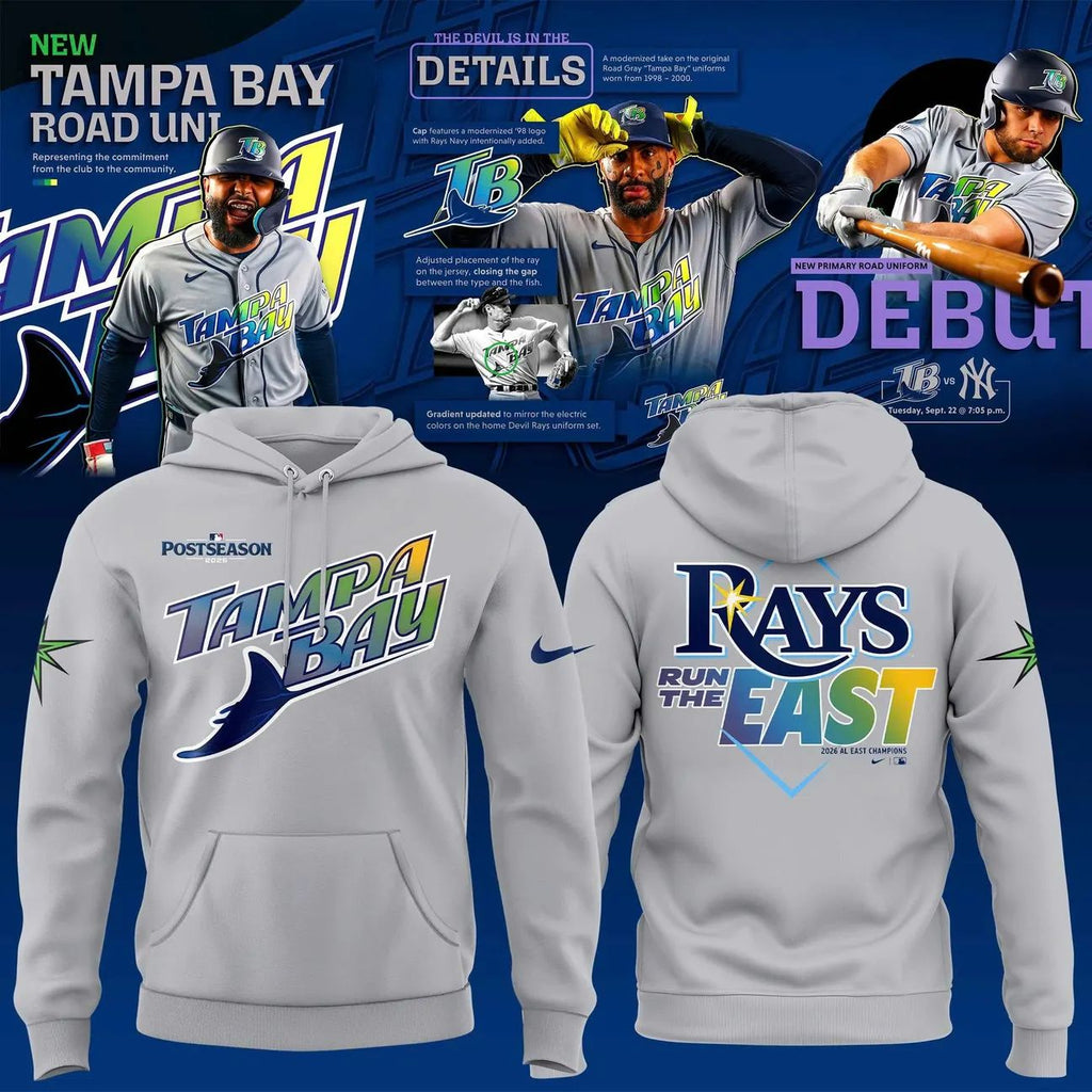 Unisex Gray Tampa Bay Rays 2026 MLB "Run The EAST" Road Hoodie