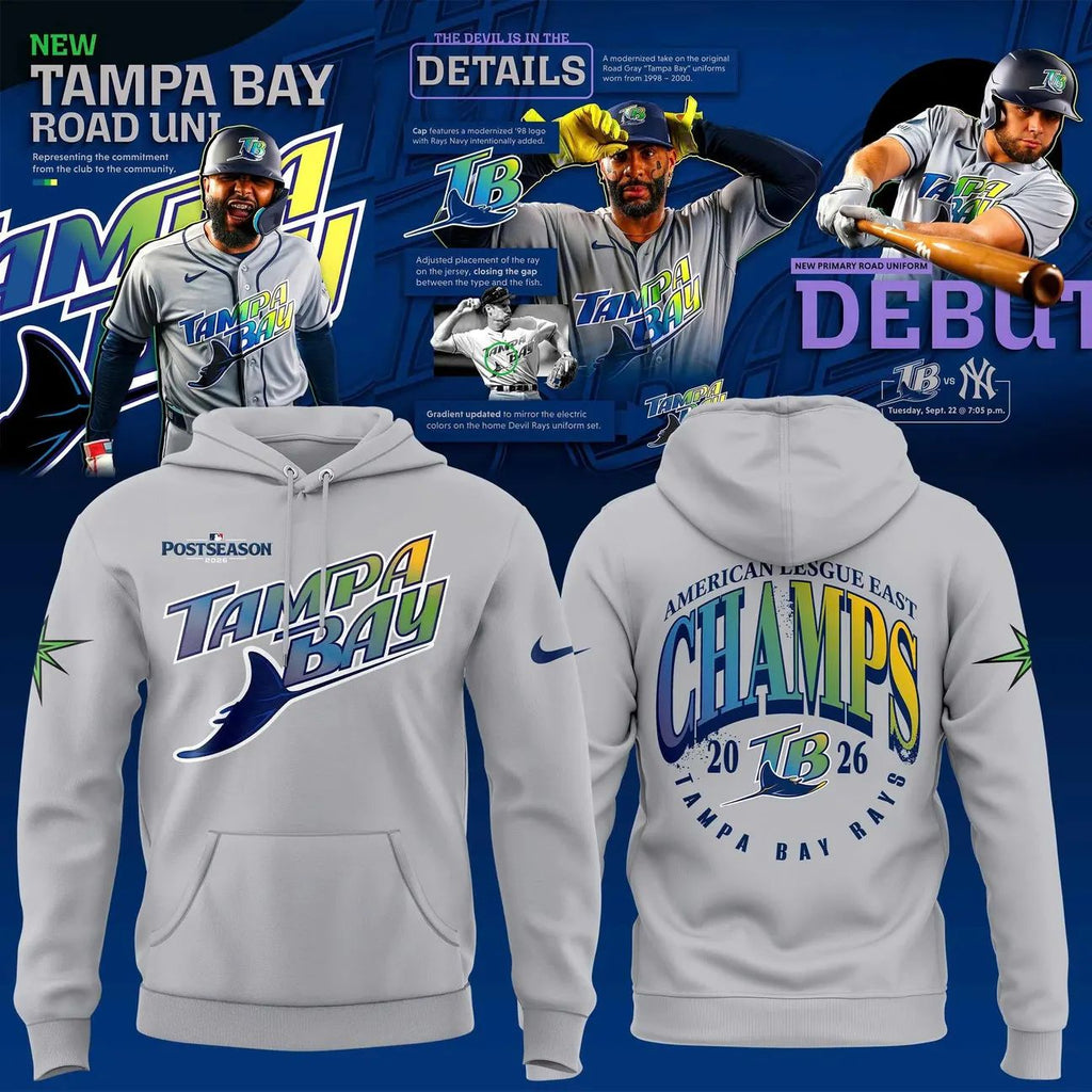 Unisex Gray Tampa Bay Rays 2026 MLB AL East Division Champions Road Hoodie