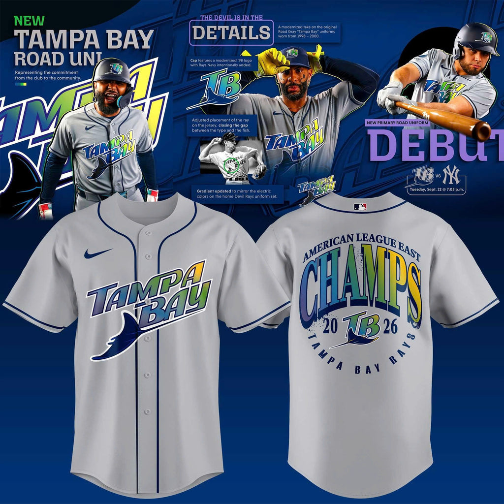 Unisex Gray Tampa Bay Rays 2026 MLB AL East Division Champions Road Uniform