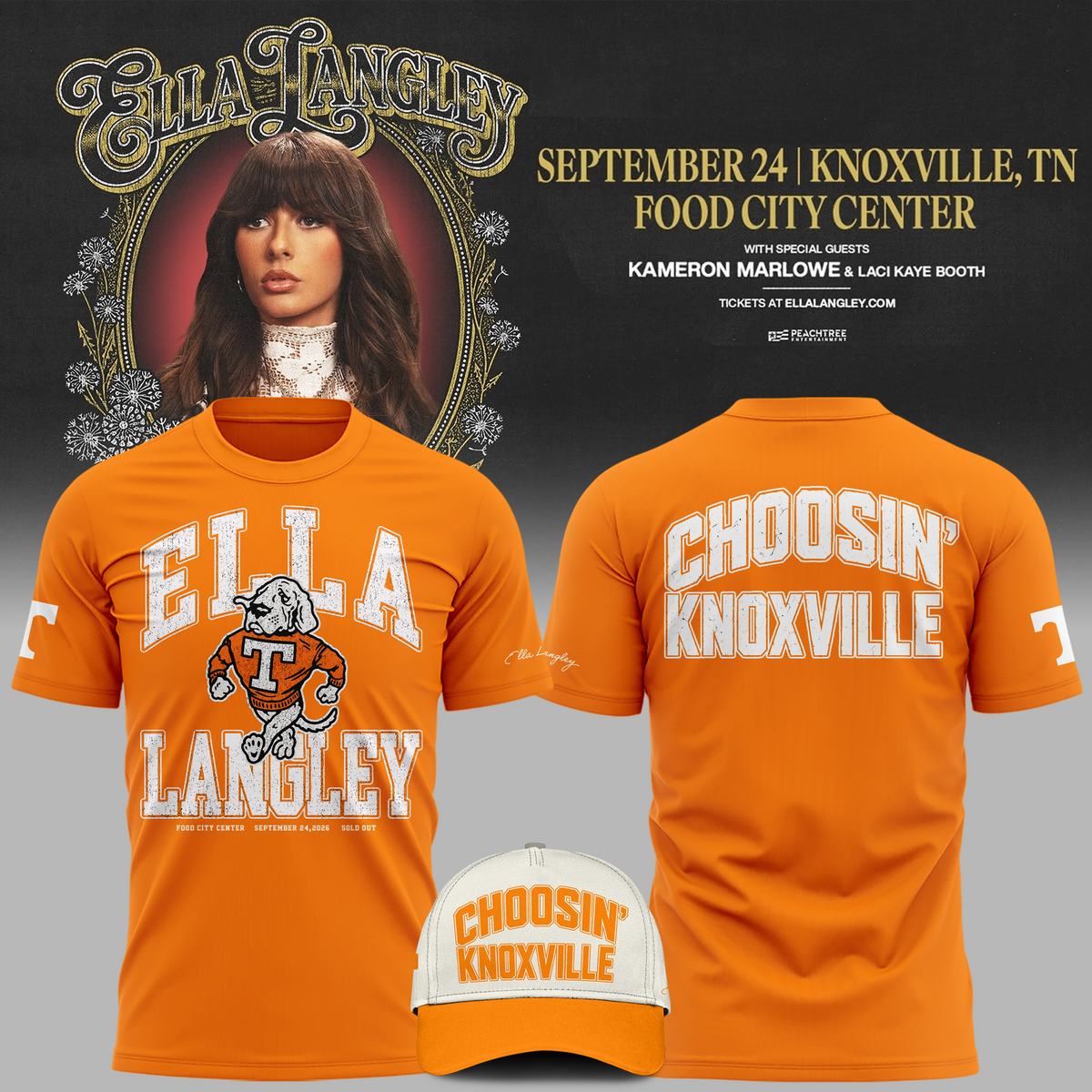 01.Tennessee Volunteers x Ella Langley-The Dandelion Tour 2026 T-shirt