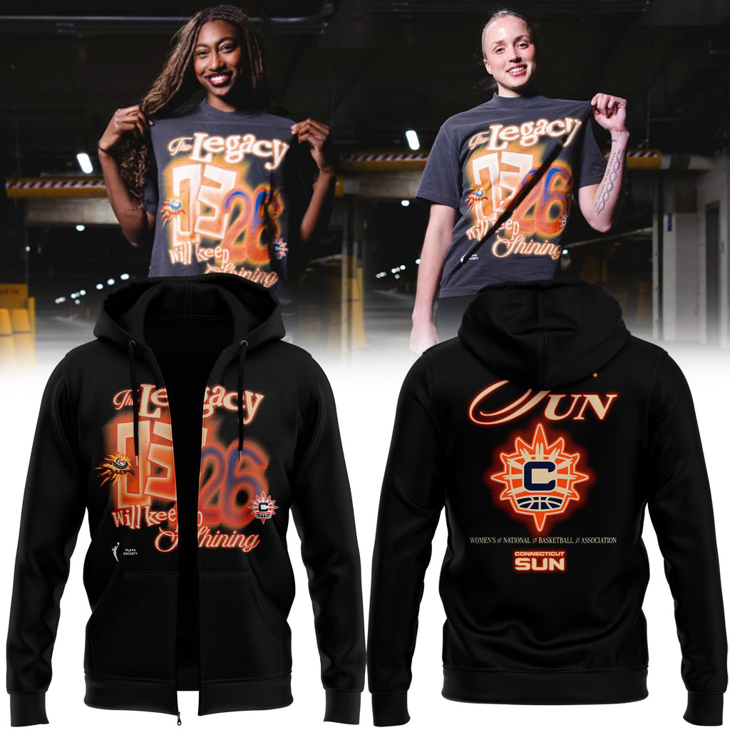 Limited Edition 2026 Connecticut Sun "The Legacy Will Keep Shining" Zip-Hoodie