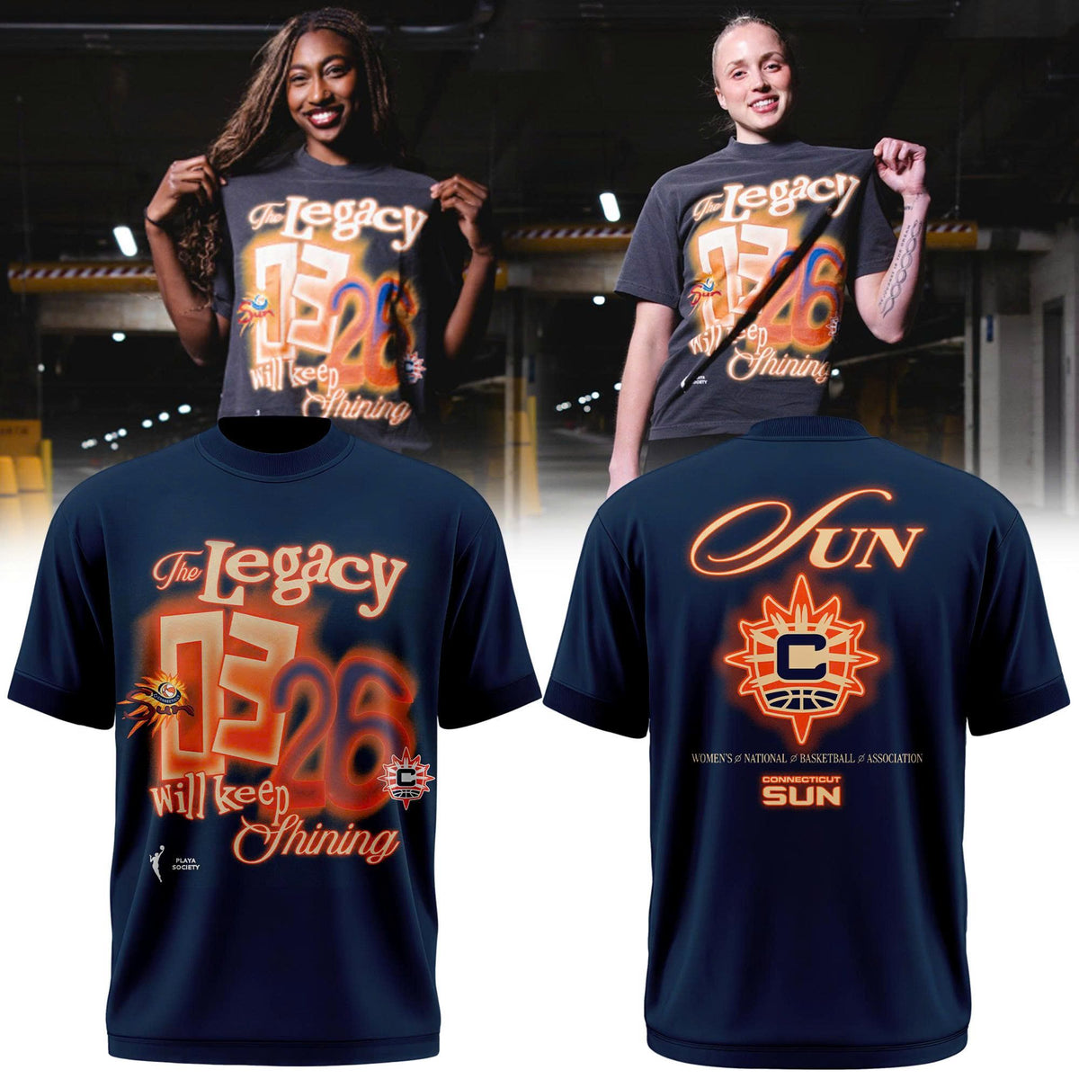 Limited Edition 2026 Connecticut Sun "The Legacy Will Keep Shining" Navy T-Shirt