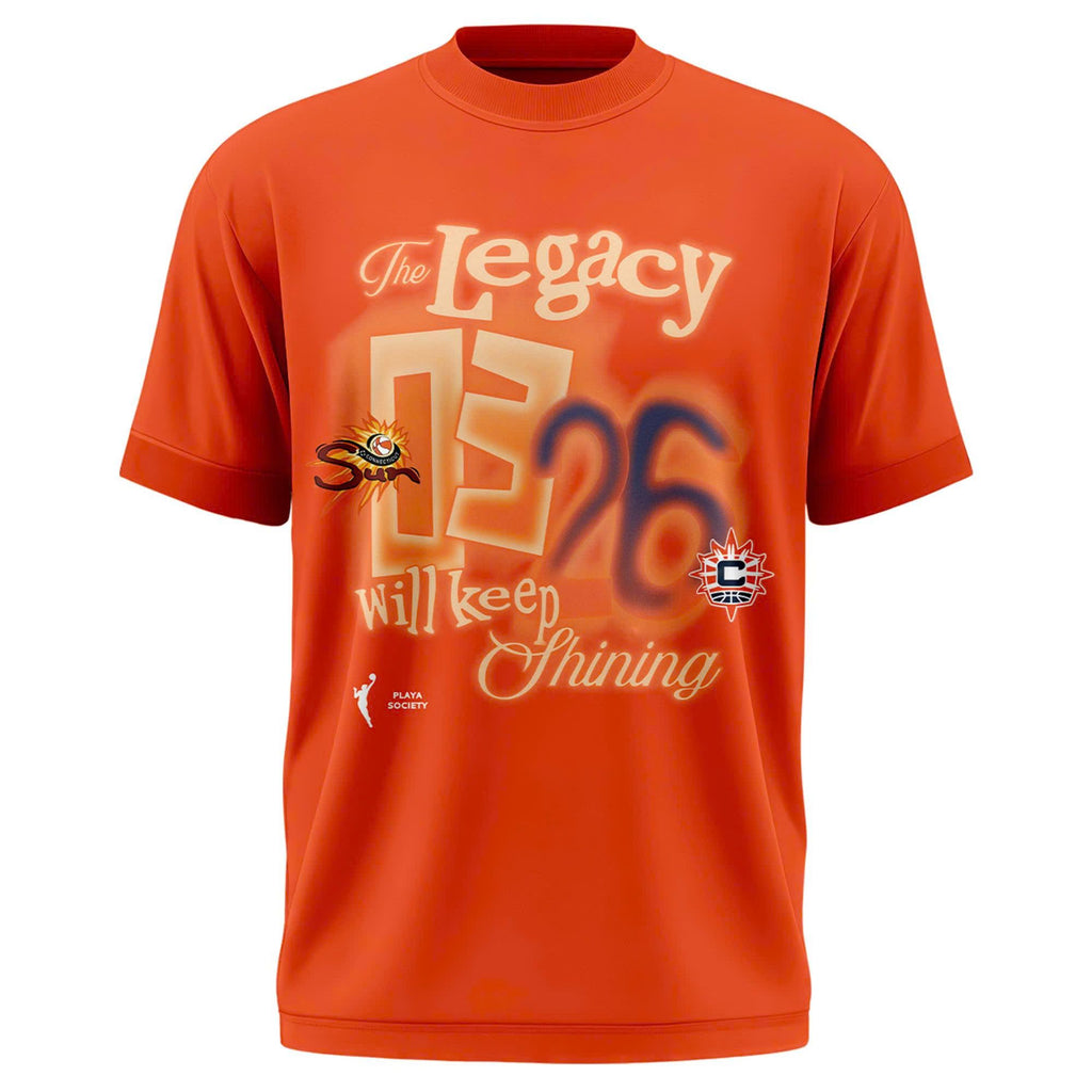 Limited Edition 2026 Connecticut Sun "The Legacy Will Keep Shining" Orange T-Shirt