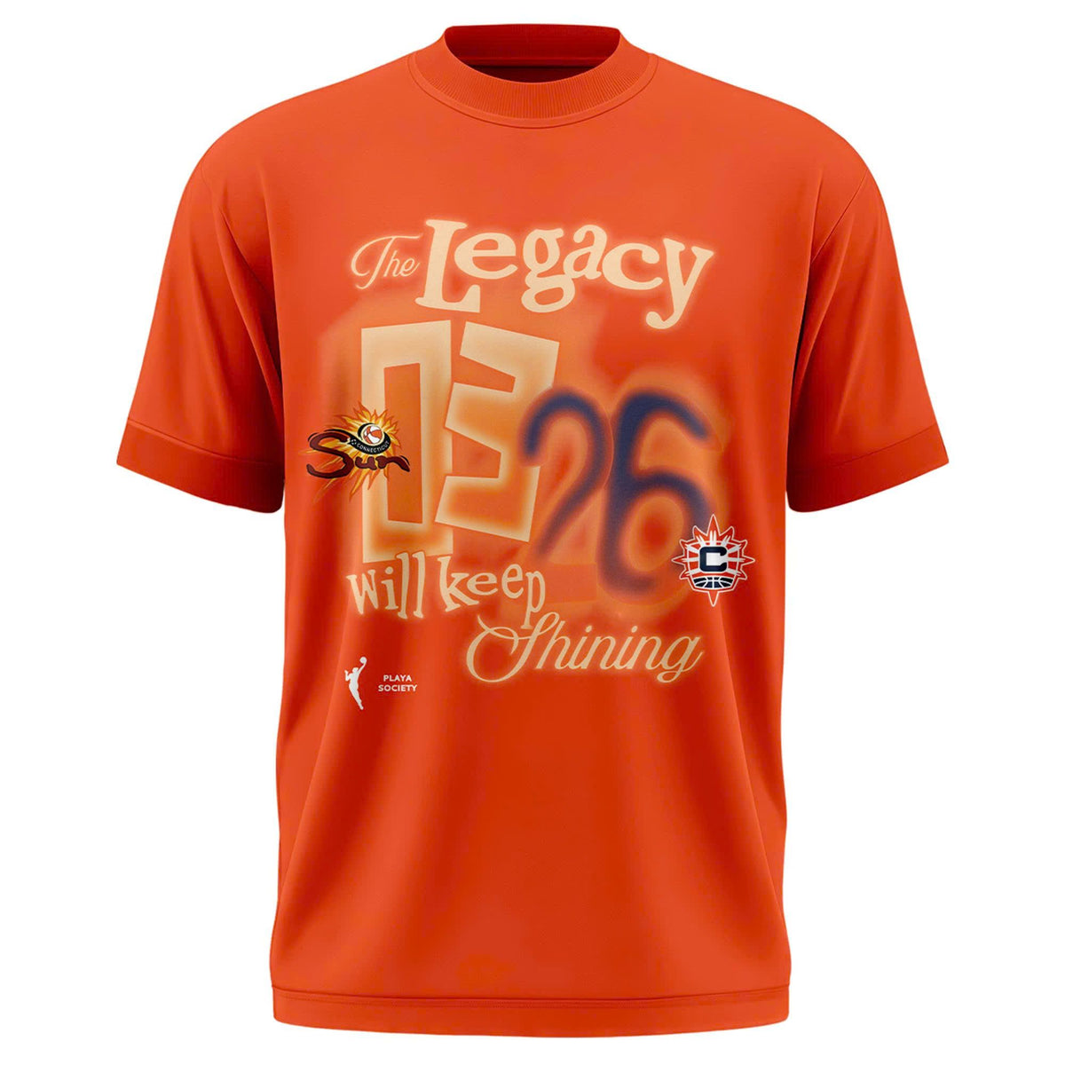 Limited Edition 2026 Connecticut Sun "The Legacy Will Keep Shining" Orange T-Shirt