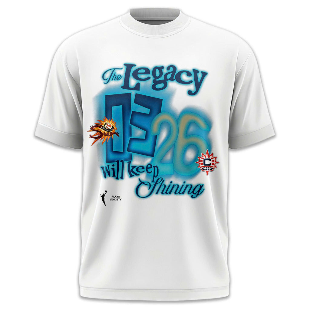 Limited Edition 2026 Connecticut Sun "The Legacy Will Keep Shining" White T-Shirt