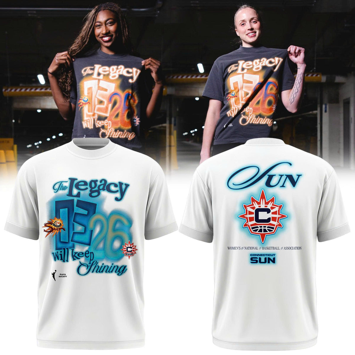 Limited Edition 2026 Connecticut Sun "The Legacy Will Keep Shining" White T-Shirt
