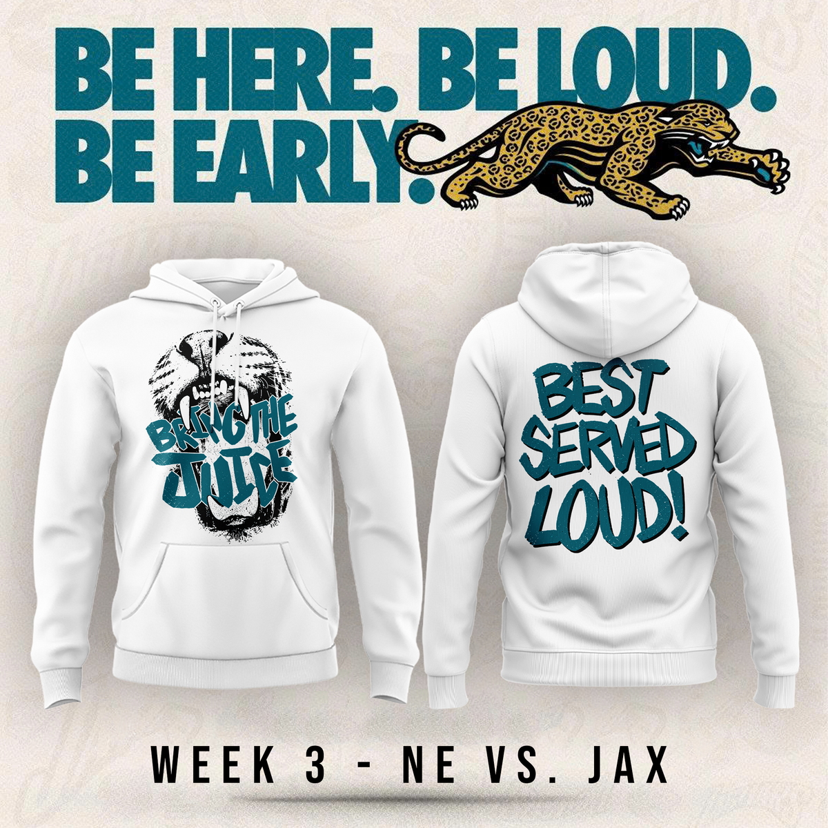 Limited Edition Jacksonville Jaguars "Bring The Juice, Best Served Loud!" White Hoodie