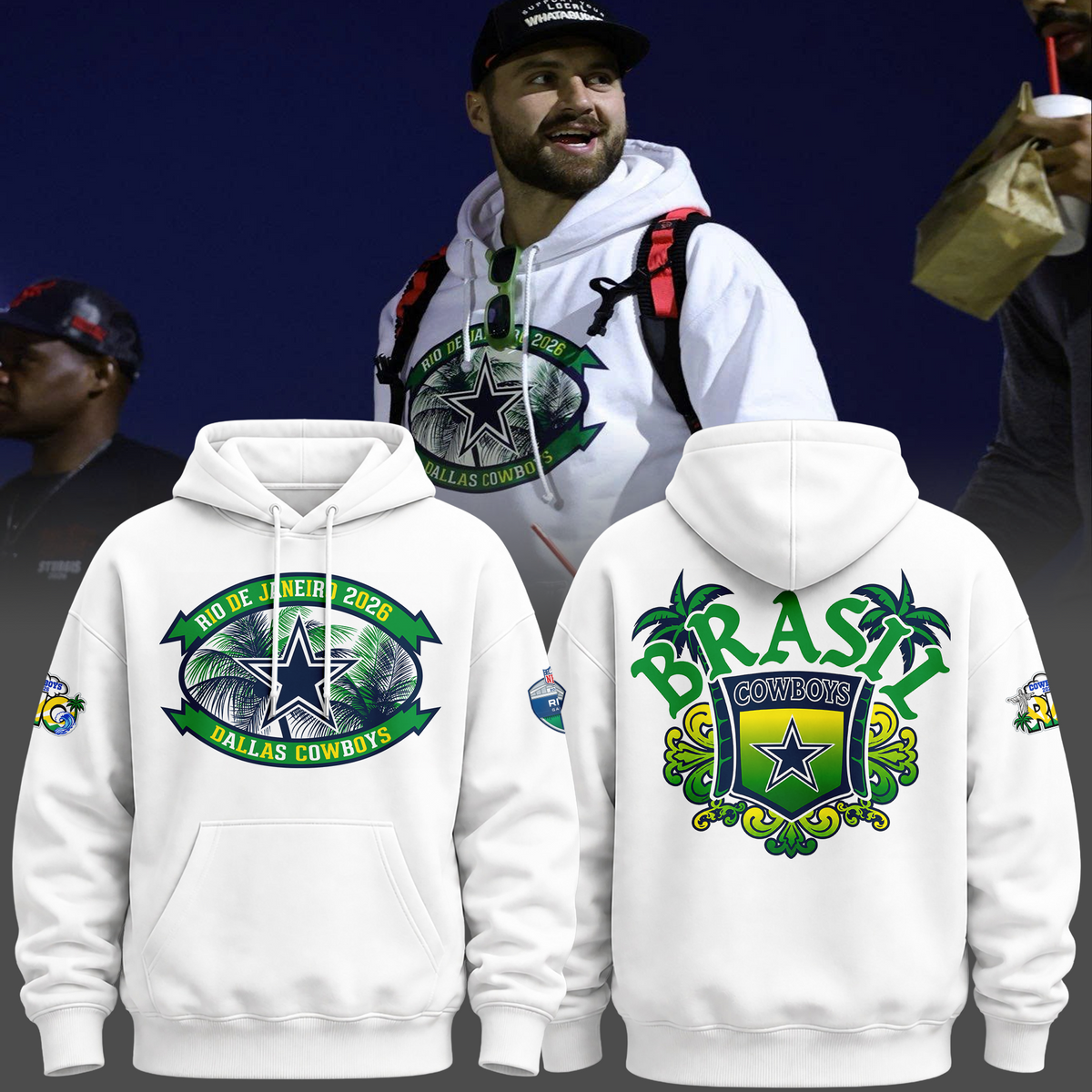 Exclusive Version Dallas Cowboys Brazil Rio Game White Hoodie 2026