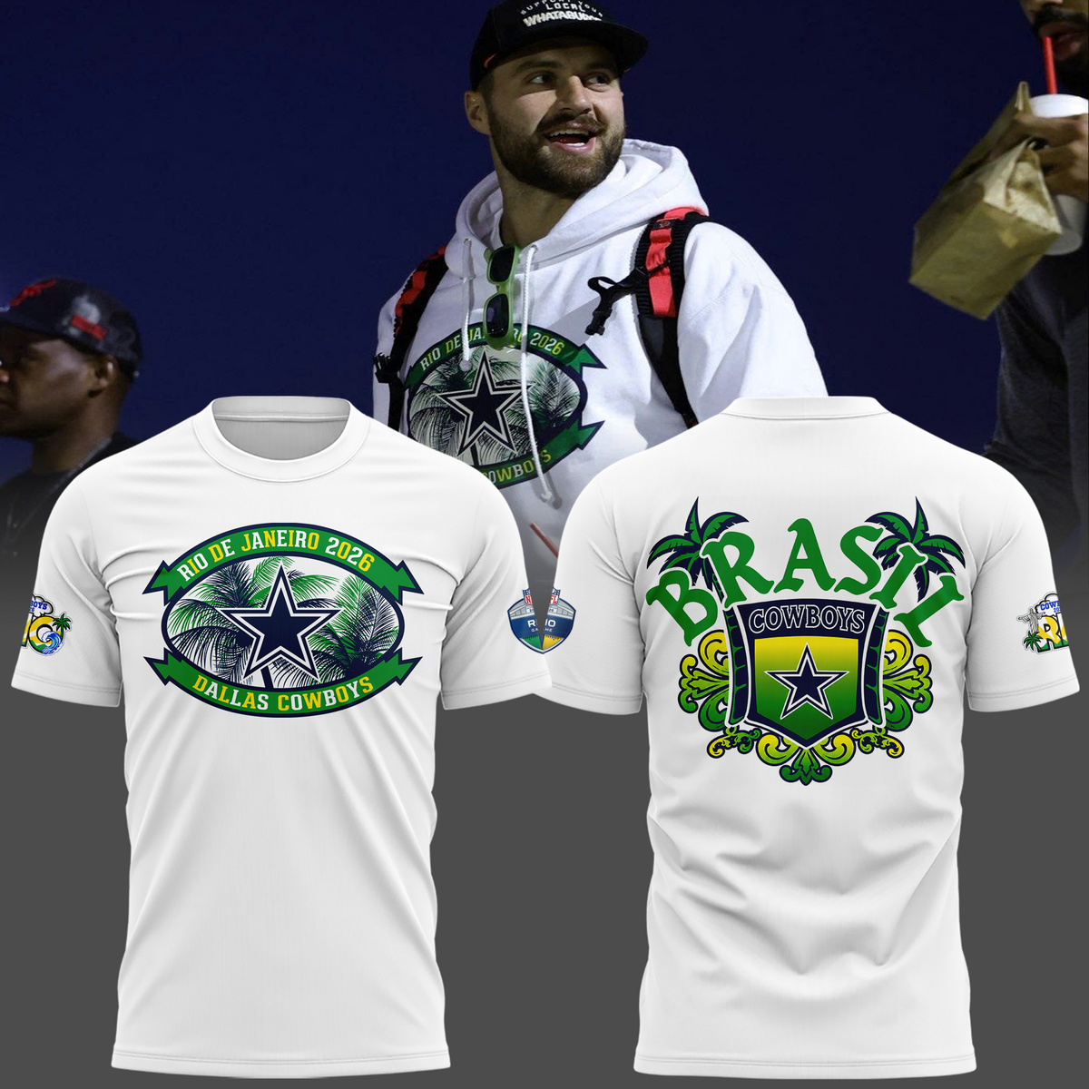 Exclusive Version Dallas Cowboys Brazil Rio Game White Tshirt 2026