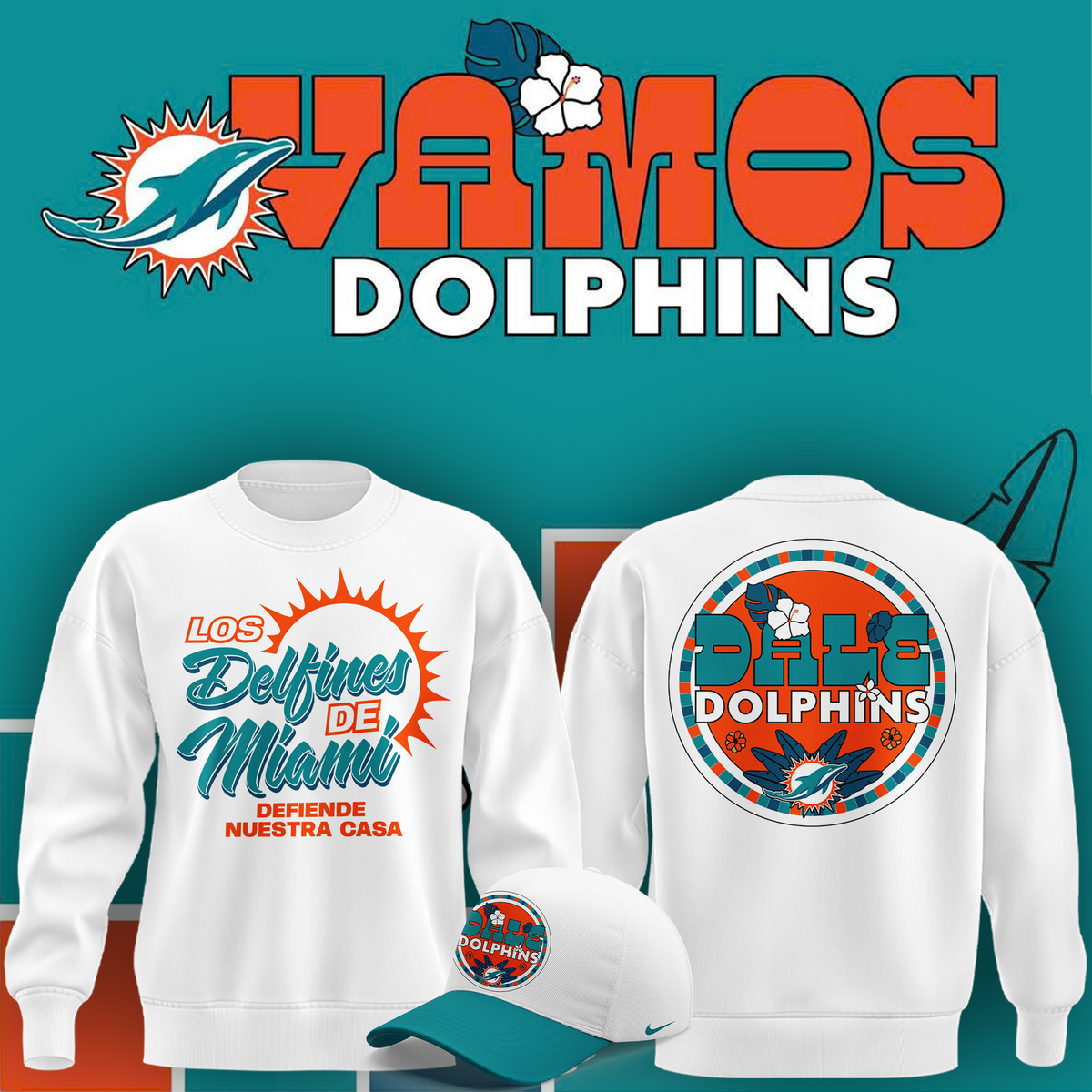 Exclusive Version Miami Dolphins Hispanic Heritage White Sweat 2026