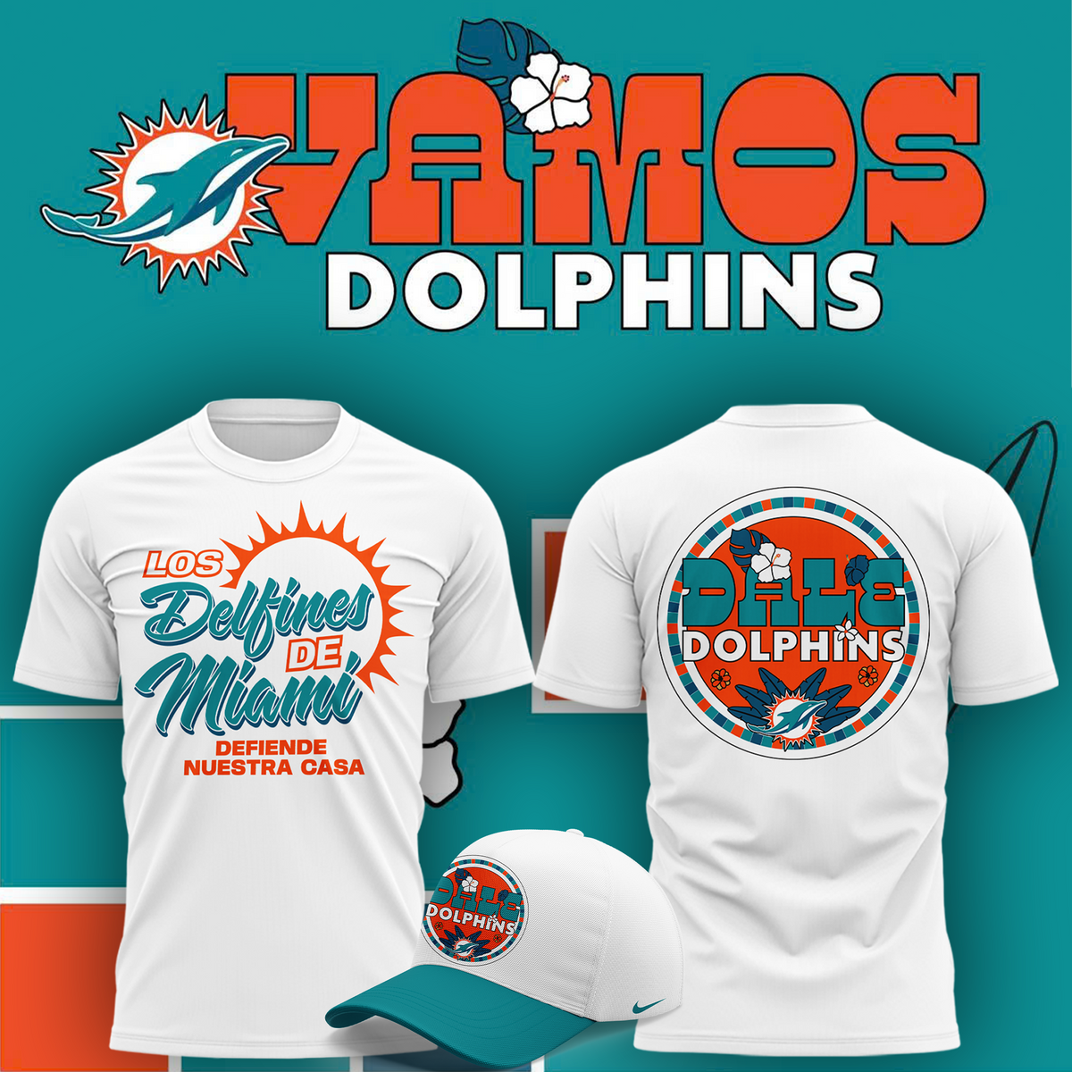 Exclusive Version Miami Dolphins Hispanic Heritage White Tshirt 2026