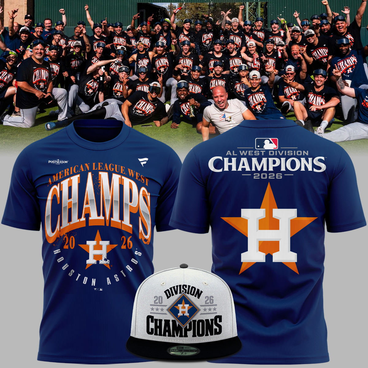 Houston Astros Navy 2026 AL West Division Champions T-Shirt