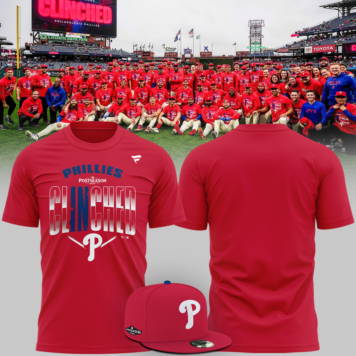 01.Philadelphia Phillies 2026 MLB Postseason T-Shirt - Red