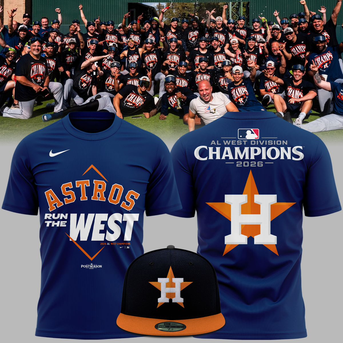 03.Houston Astros Navy 2026 AL West Division Champions T-Shirt