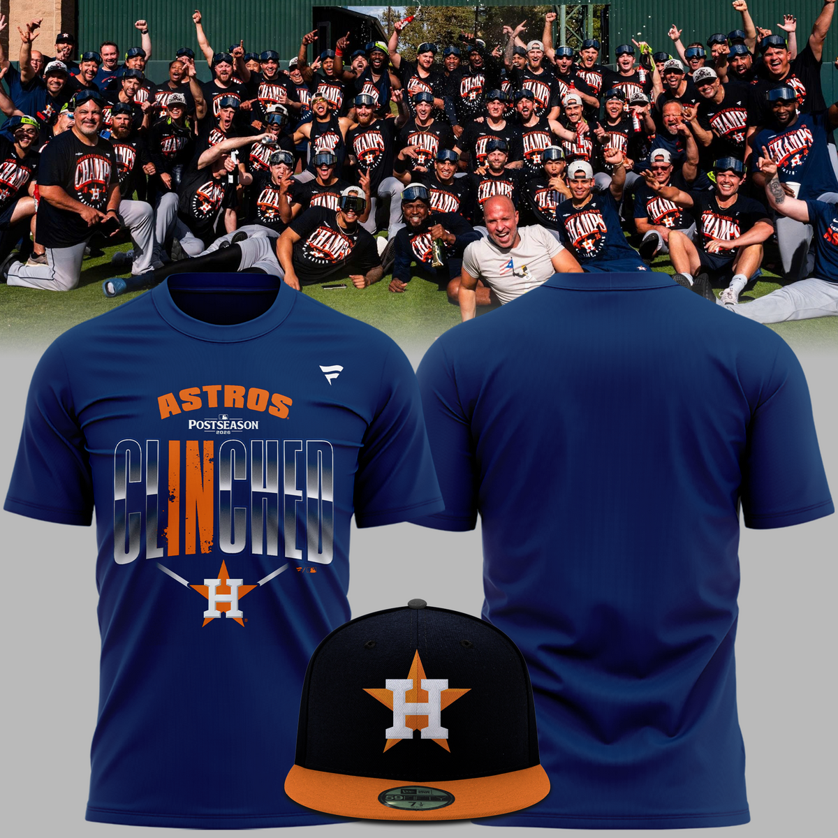 01.Houston Astros Navy 2026 MLB Postseason T-Shirt