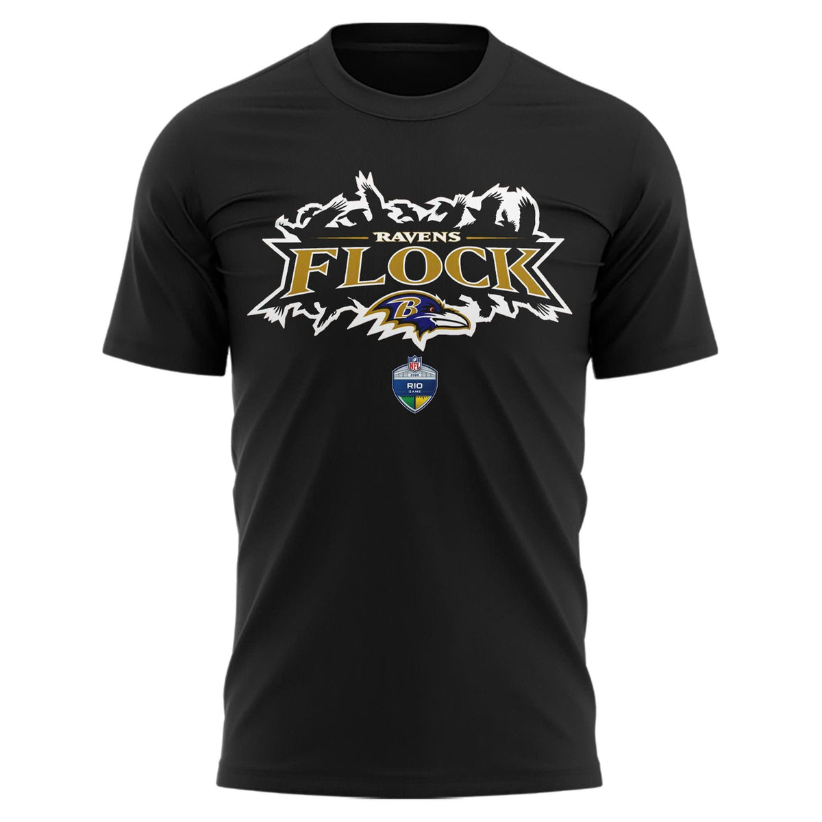 Unisex Black Baltimore Ravens 2026 NFL Rio De Janeiro Game T-shirt