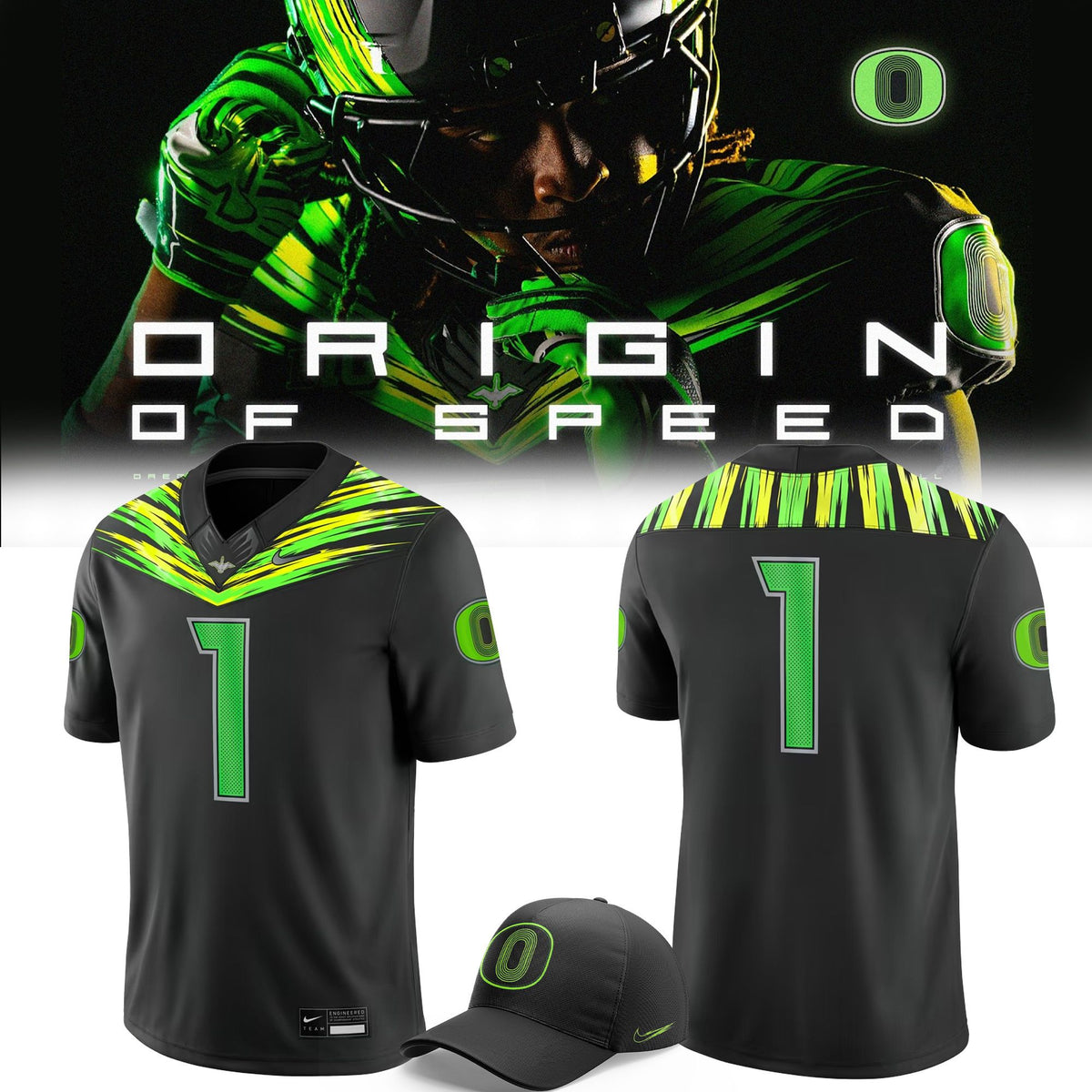 Unisex Black Oregon Football Origin of Speed New Uniform (Custom)