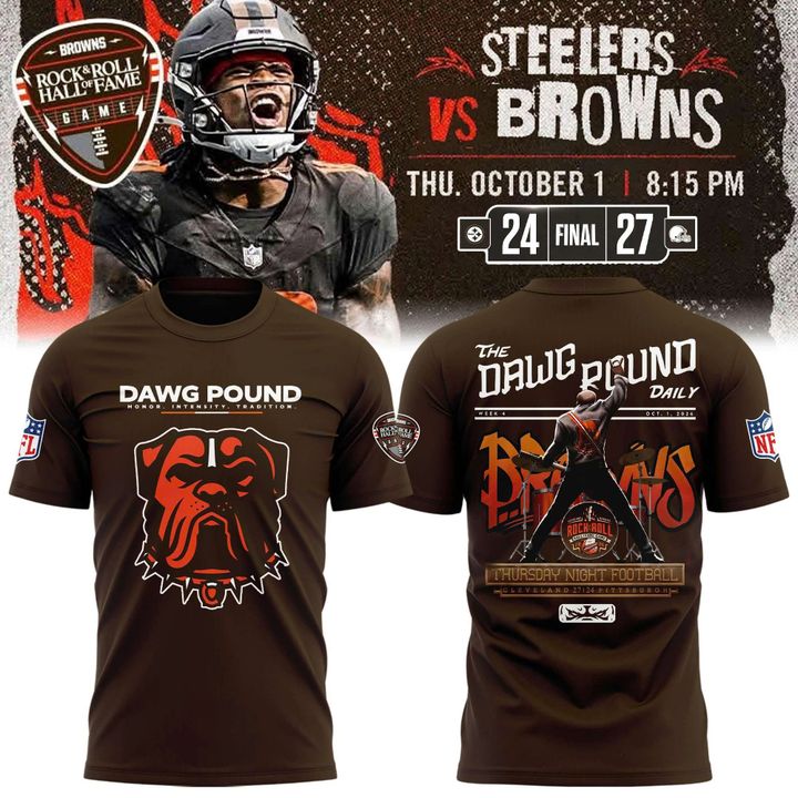 Men's Cleveland Browns Rock & Roll Hall of Fame Game 2026 Dawg Pound Hoodie – Brown