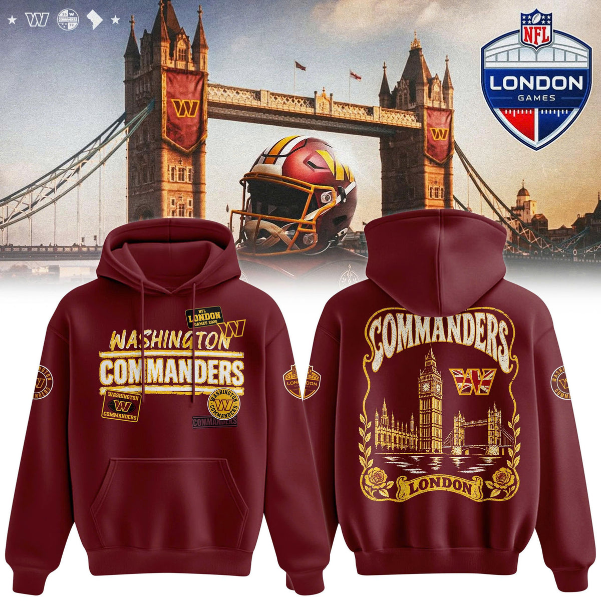 Washington Commanders 2026 NFL London Game Hoodie