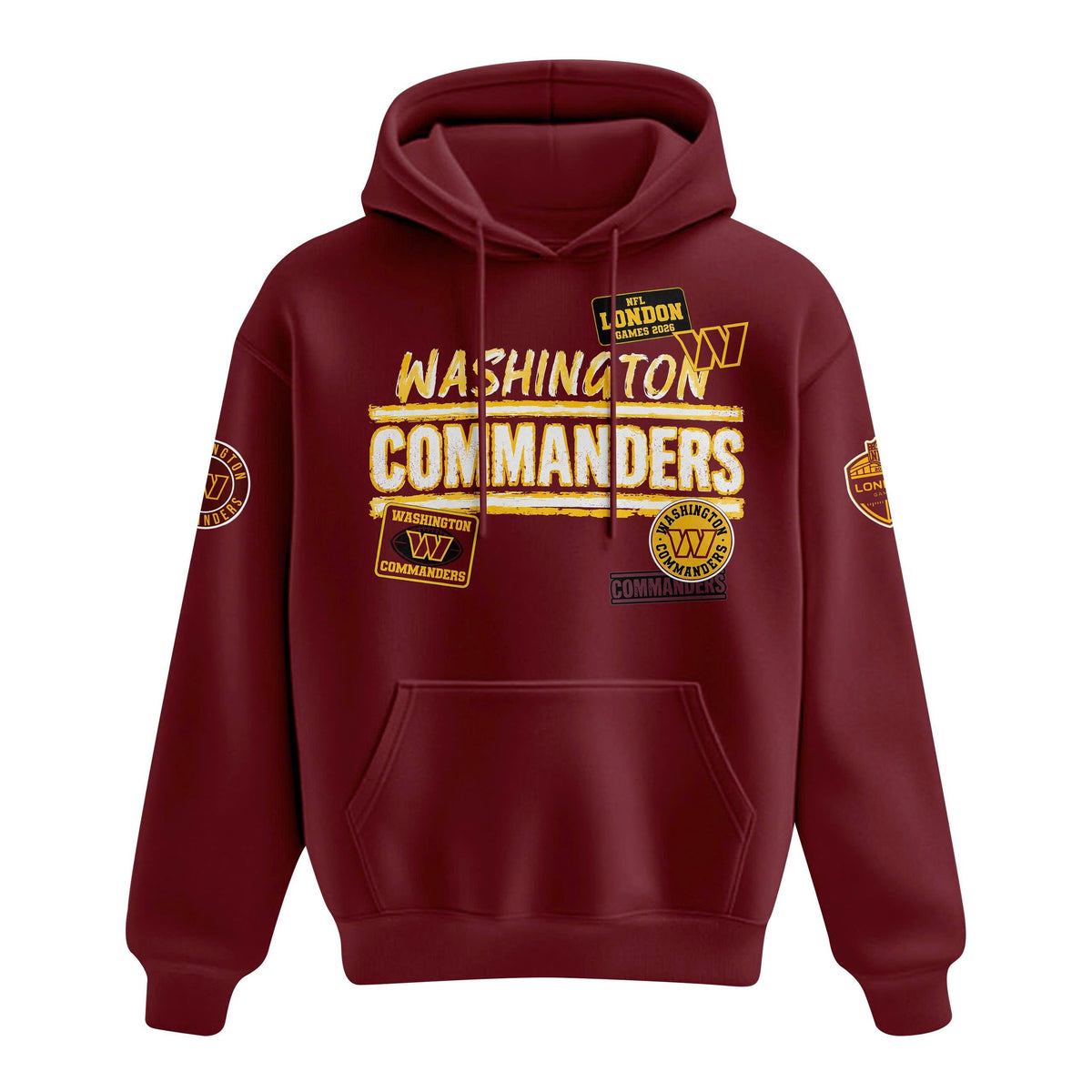 Washington Commanders NFL Patch Dark Red Pullover Hoodie
