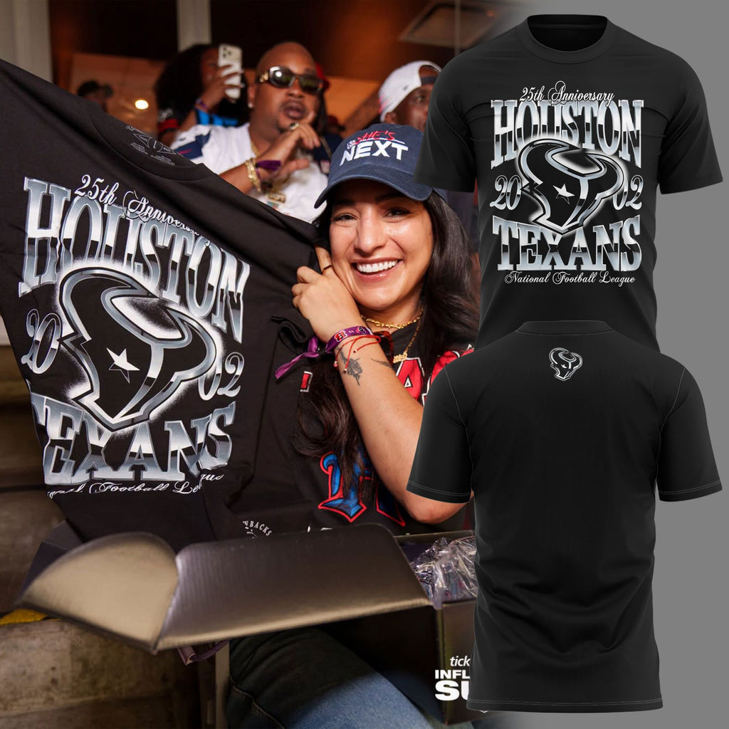 02. Black Shirt Houston Texans 25th Anniversary - Celebrating 25 Seasons T-Shirt
