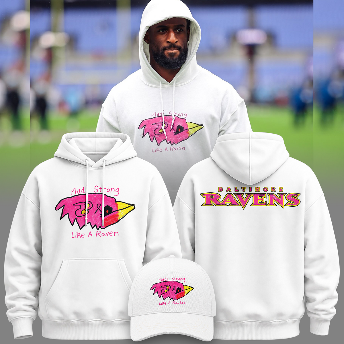 2.Limited Edition Baltimore Ravens Hoodie Designed By Young Heroes Battling Cancer