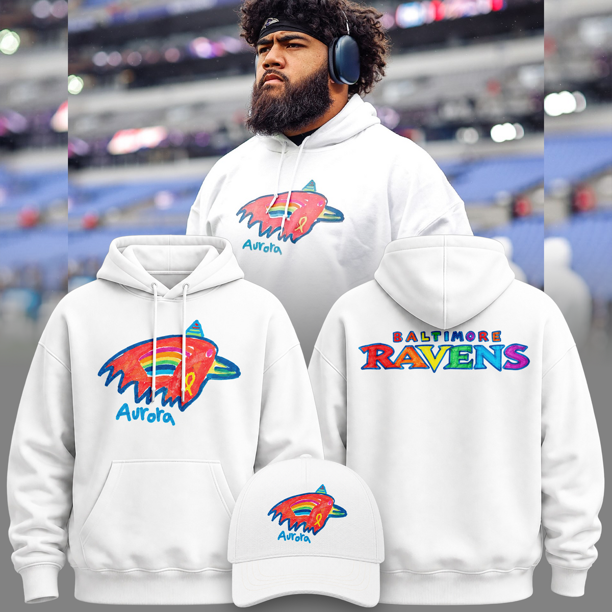3.Limited Edition Baltimore Ravens Hoodie Designed By Young Heroes Battling Cancer