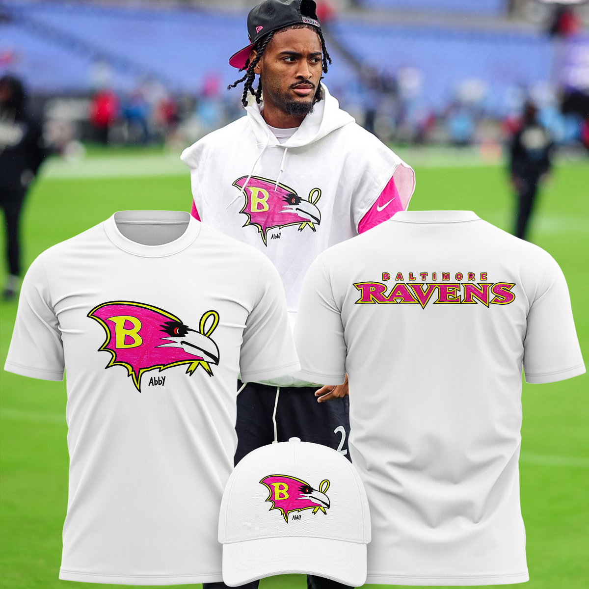 1.Limited Edition Baltimore Ravens Tshirt Designed By Young Heroes Battling Cancer