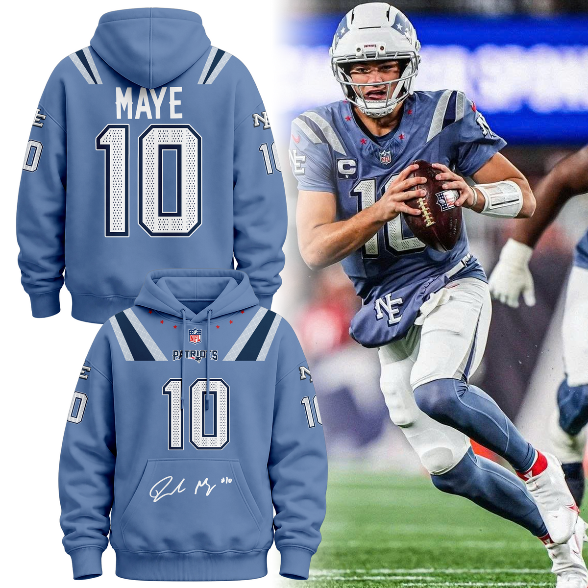 Limited Edition Drake Maye 10 Hoodie-signature