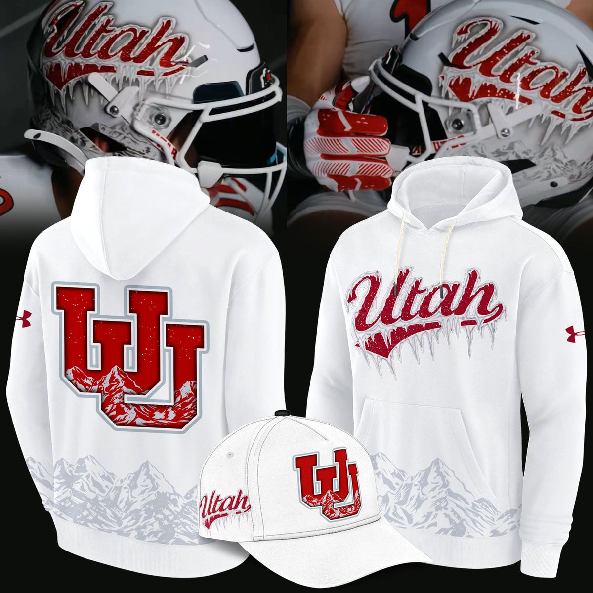 Exclusive Hoodie Ice Cold "𝐖𝐇𝐈𝐓𝐄 𝐎𝐔𝐓" Utah Utes football