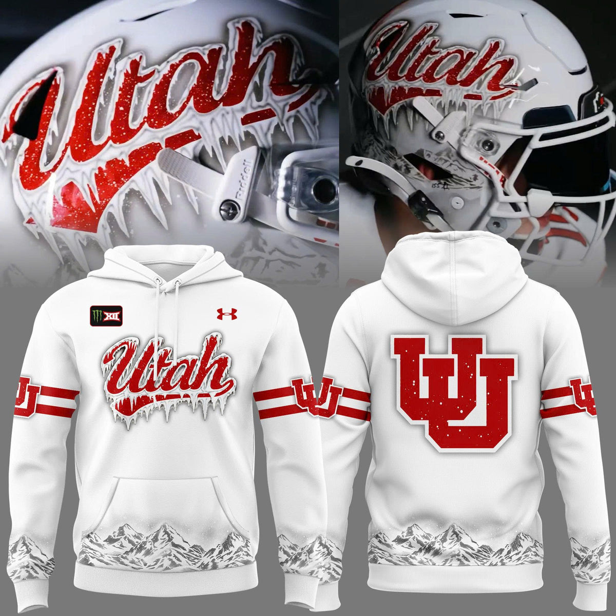 Exclusive Hoodie Ice Cold "𝐖𝐇𝐈𝐓𝐄 𝐎𝐔𝐓" Utah Utes football.