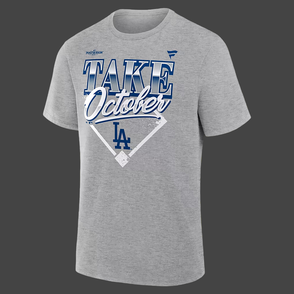 1.Los Angeles Dodgers Gray 2026 MLB Division Series Champions Distressed Locker Room Take October T-Shirt