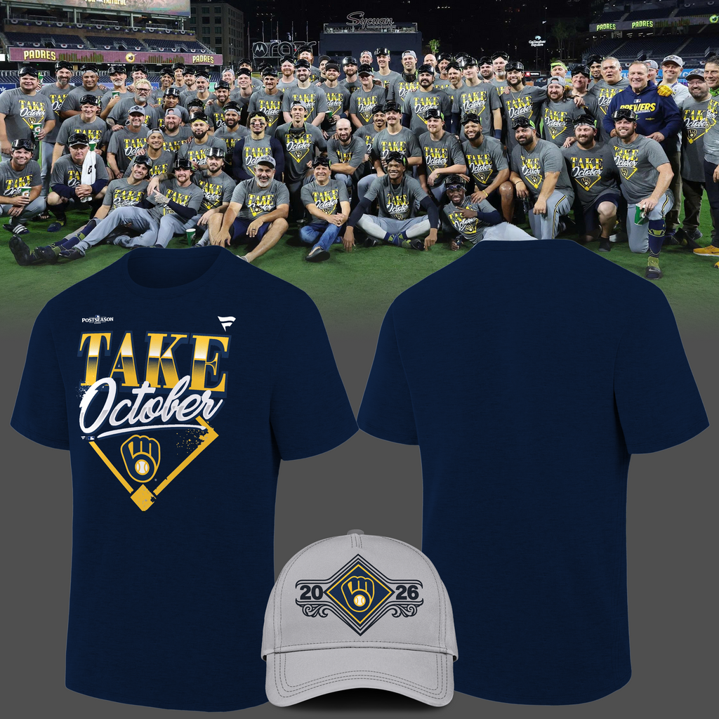 1.Milwaukee Brewers 2026 MLB Division Series Champions Distressed Locker Room Take October T-Shirt