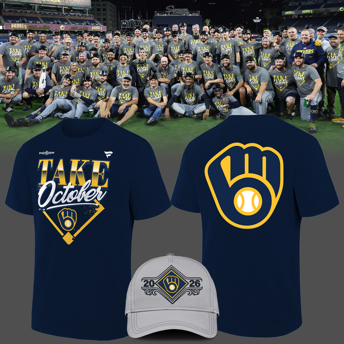 2.Milwaukee Brewers 2026 MLB Division Series Champions Distressed Locker Room Take October T-Shirt