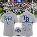 Exclusive Tampa Bay Rays Gray 2026 MLB Division Series Champions Distressed Locker Room Take October T-Shirt Team Signatures Print
