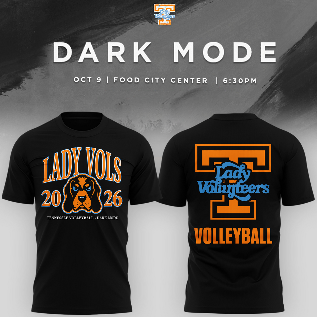 Tennessee Lady Volunteers volleyball Dark Mode T-Shirt