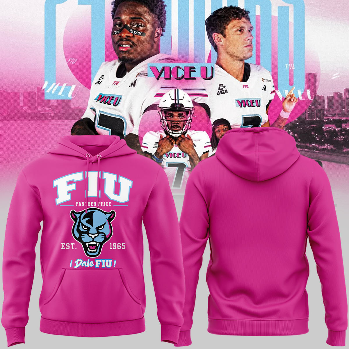New 2026 Pink Hoodie FIU Panthers football.