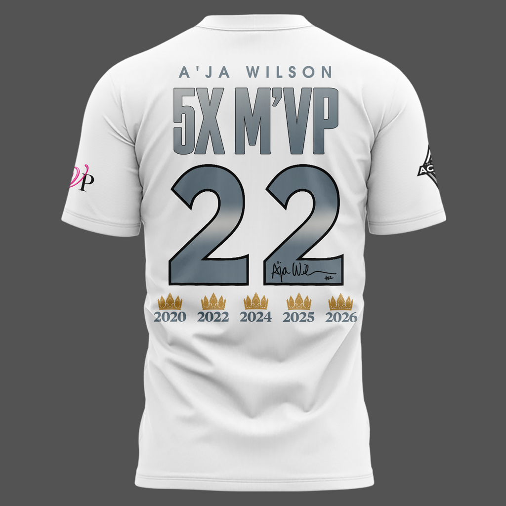 Limited edition A’ja Wilson 5X M'VP T-shirt - white