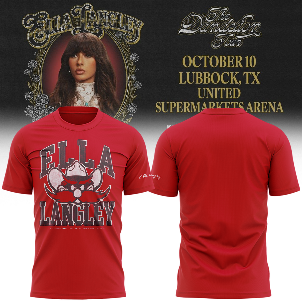 02.Texas Tech Red Raiders x Ella Langley-The Dandelion Tour 2026 T-shirt