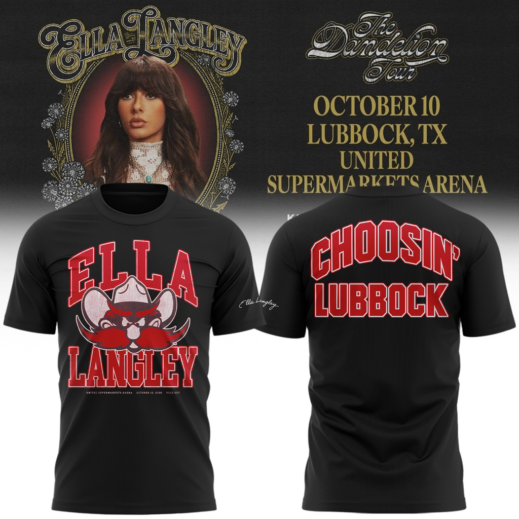 03.Texas Tech Red Raiders x Ella Langley-The Dandelion Tour 2026 T-shirt