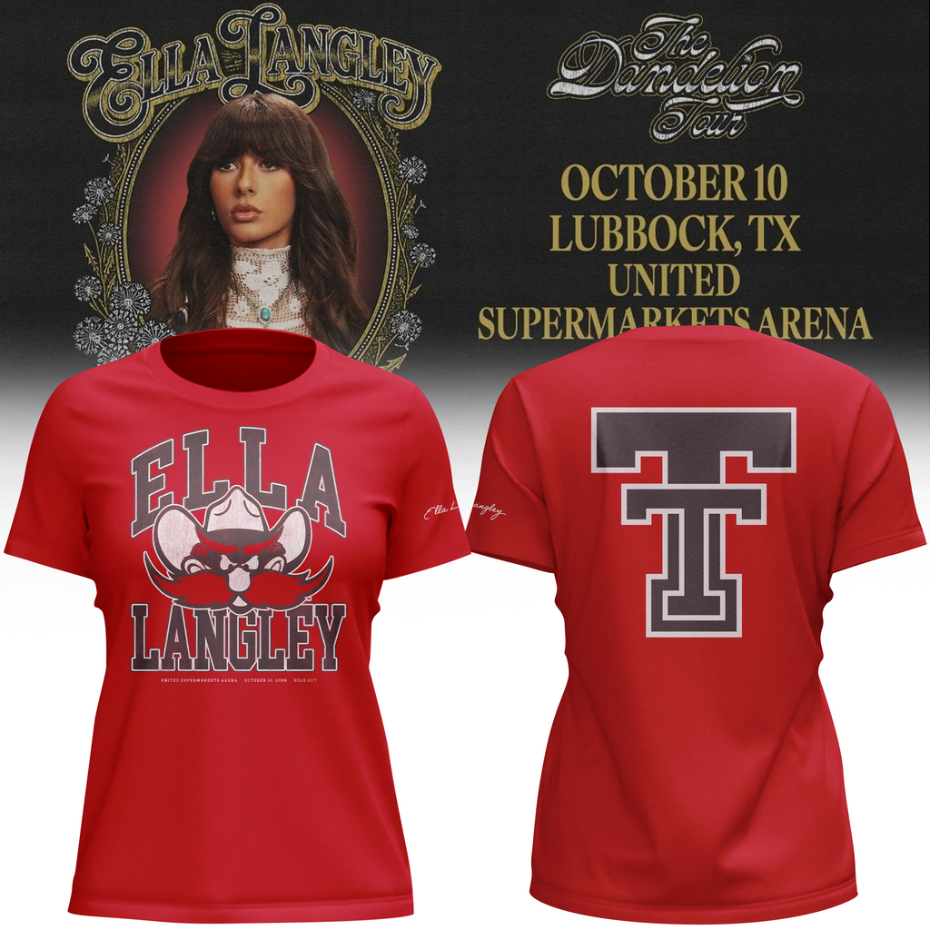 01.(Women)Texas Tech Red Raiders x Ella Langley-The Dandelion Tour 2026 T-shirt