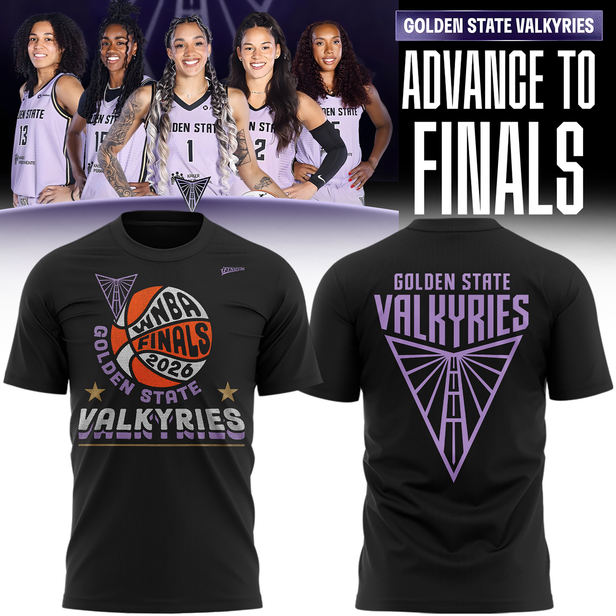 01.Limited edition Golden State Valkyries 2026 WNBA Finals T-Shirt- Black