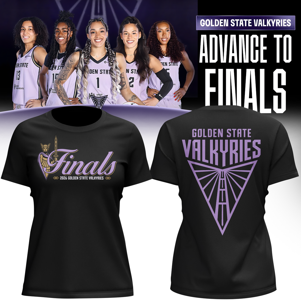 (Women)Limited edition Golden State Valkyries 2026 WNBA Finals T-Shirt- Black
