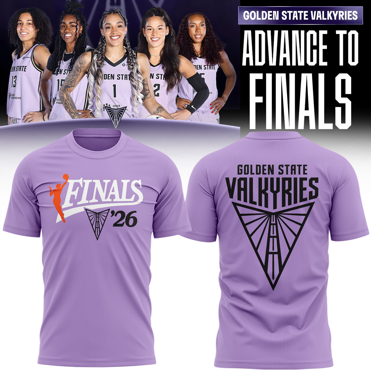 02.Limited edition Golden State Valkyries 2026 WNBA Finals T-Shirt - Violet