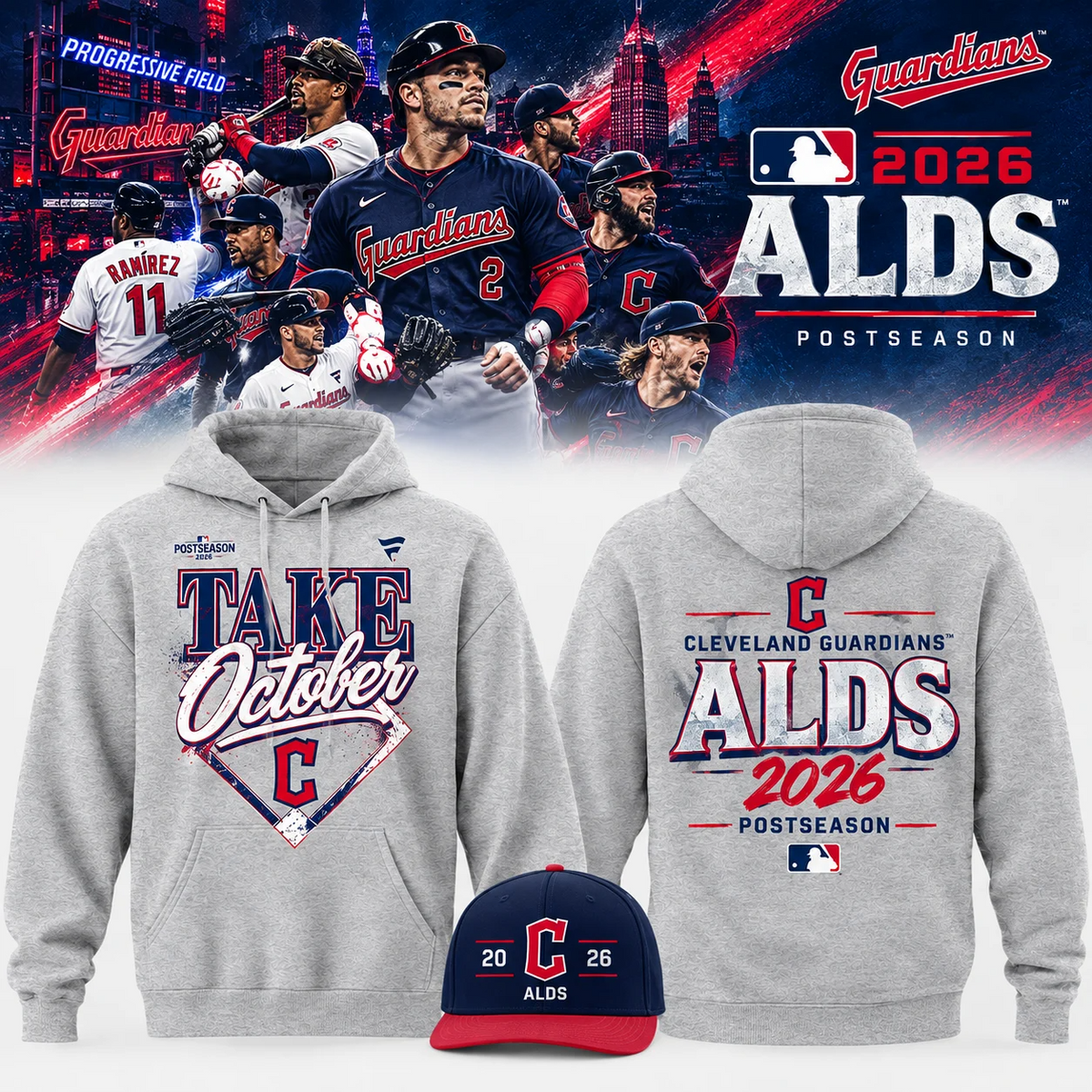 01.22. Hoodie Take October Cleveland Guardians Stand Guard - Division Series Champions Distressed Locker Room Take October Hoodie