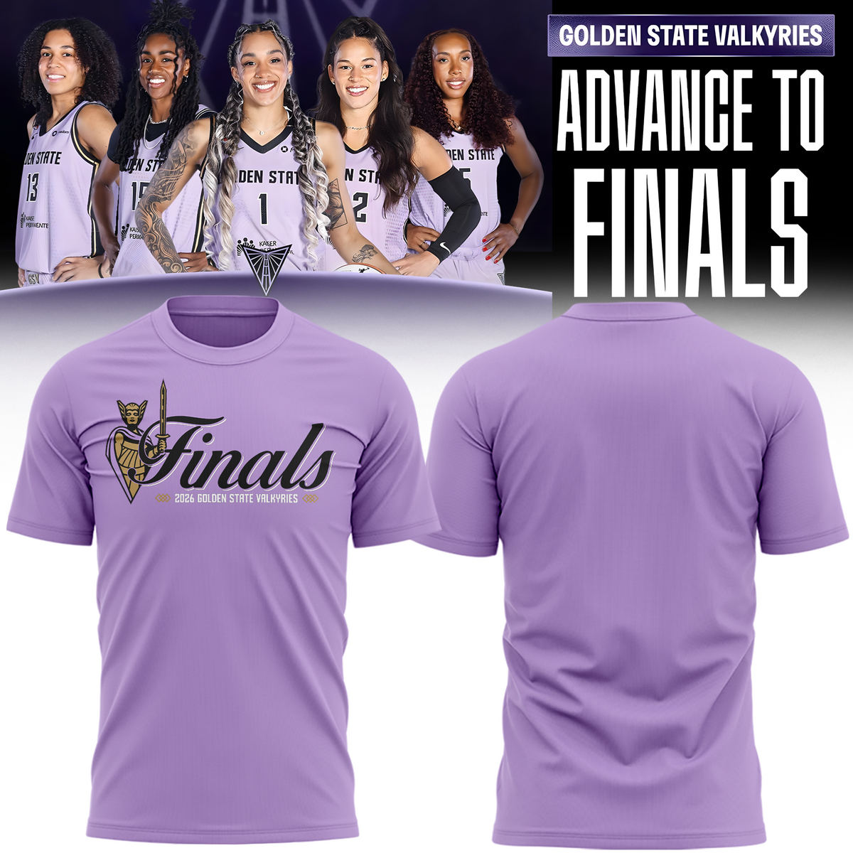 03.Limited edition Golden State Valkyries 2026 WNBA Finals T-Shirt - Violet