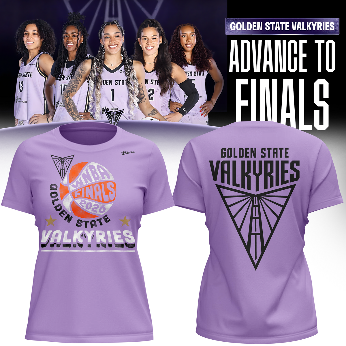 01.(Women's)Limited edition Golden State Valkyries 2026 WNBA Finals T-Shirt- Violet