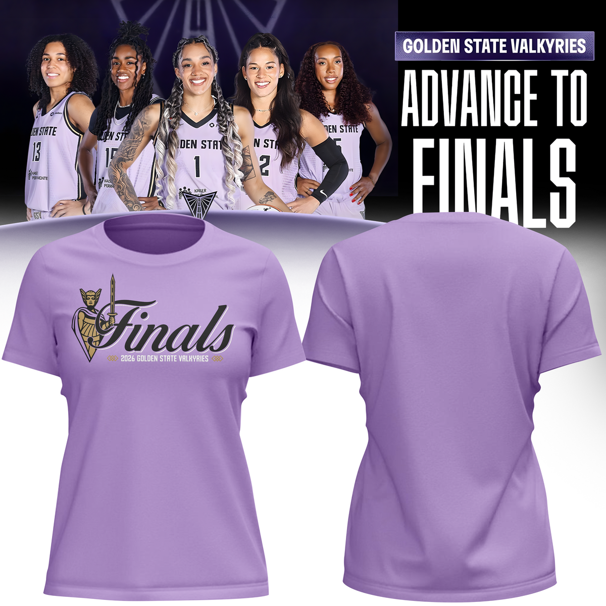 03.(Women's)Limited edition Golden State Valkyries 2026 WNBA Finals T-Shirt- Violet